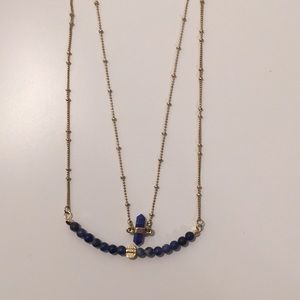 Gold and blue double layer necklace